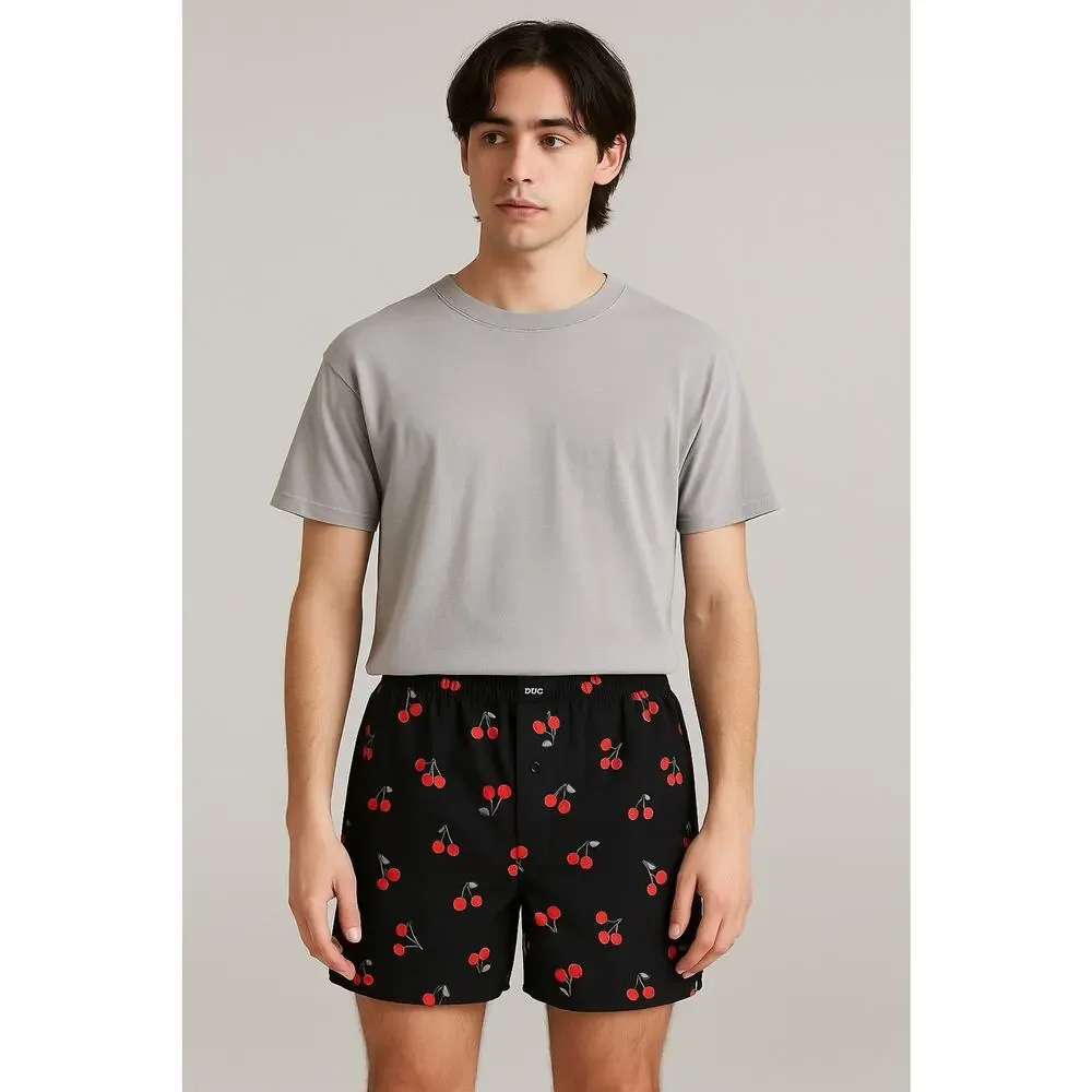 BDG Men’s S Cherry Print Boxer Shorts Black Lounge Urban Outfitters Y2K‎